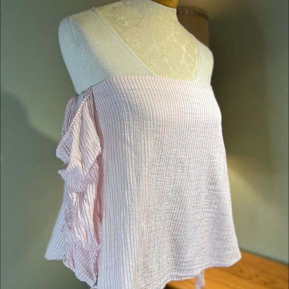 Club Monaco Off The Shoulder Pink Stripe Top - Picture 3 of 10